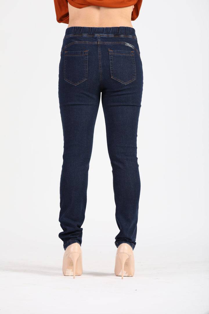 Oltre Tempo Jeans con elastico e tasche al dietro In Vendita