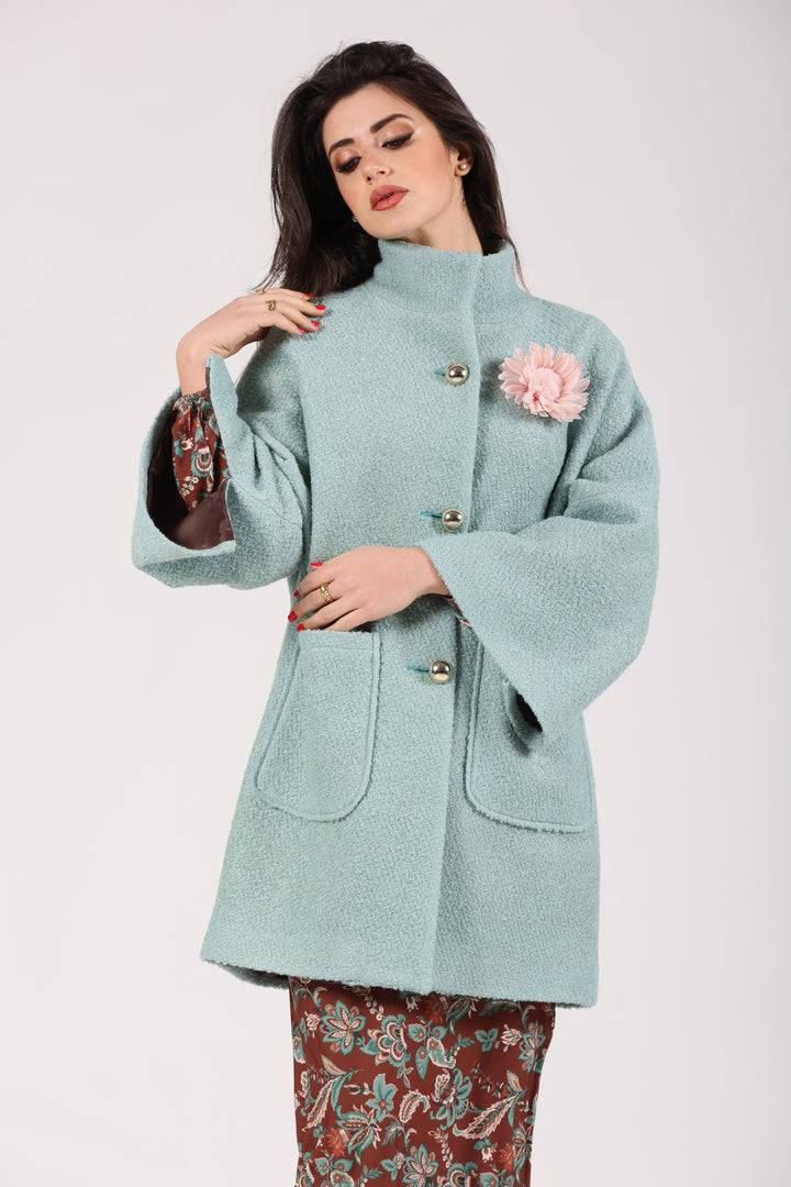 Oltre Tempo Cappotto in bouclè con tasconi e bottoni dorati Offerte