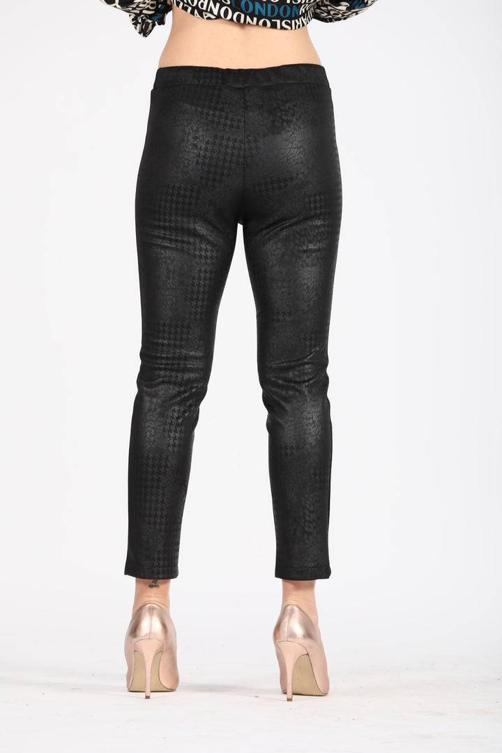 Oltre Tempo Pantalone in pelle fantasia con elastico in vita Moda