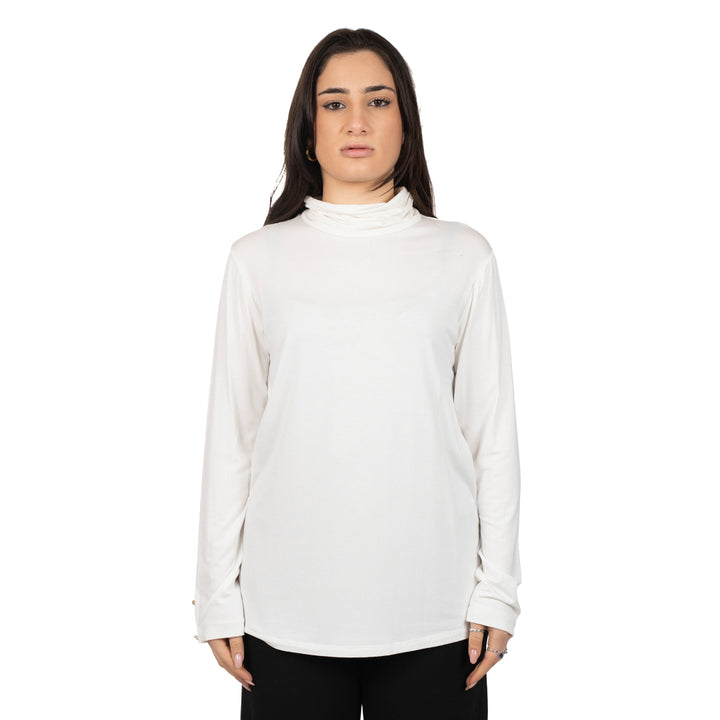 Oltre Tempo Maglia viscosa con collo anello e bottoncini su maniche Italy