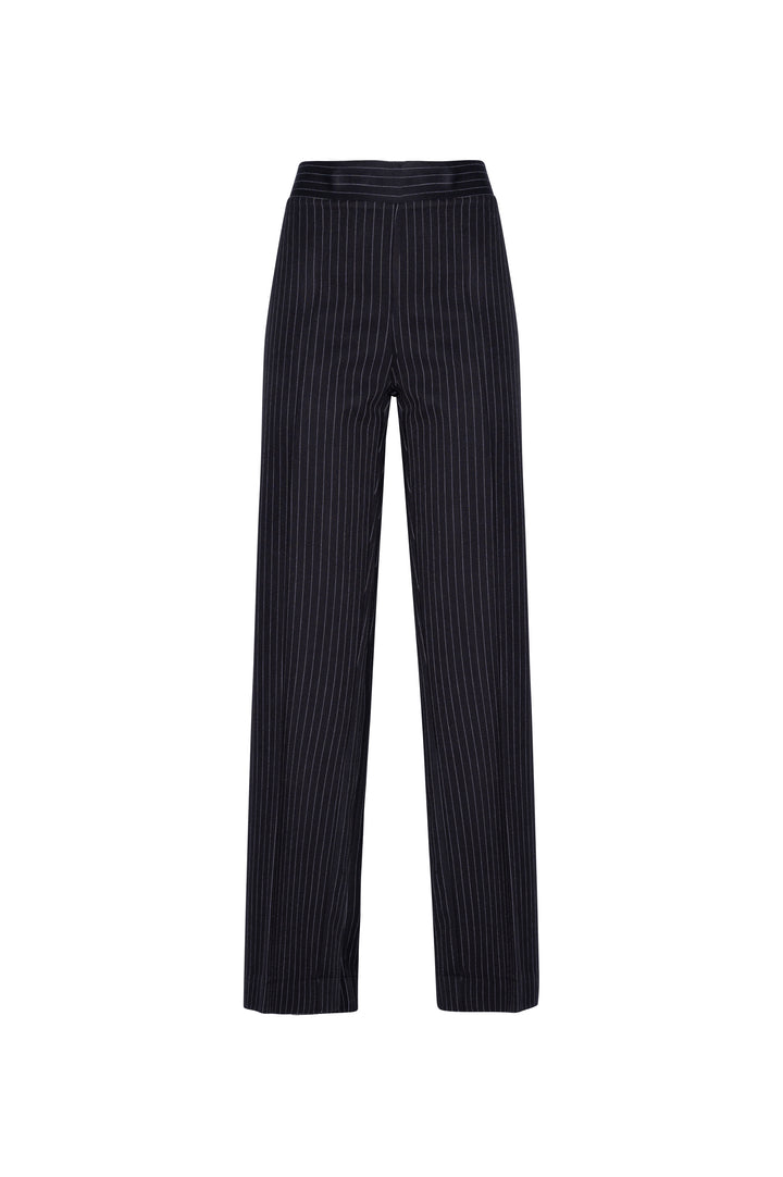 Oltre Tempo Pantalone manolana gessato con elastico in vita Saldi