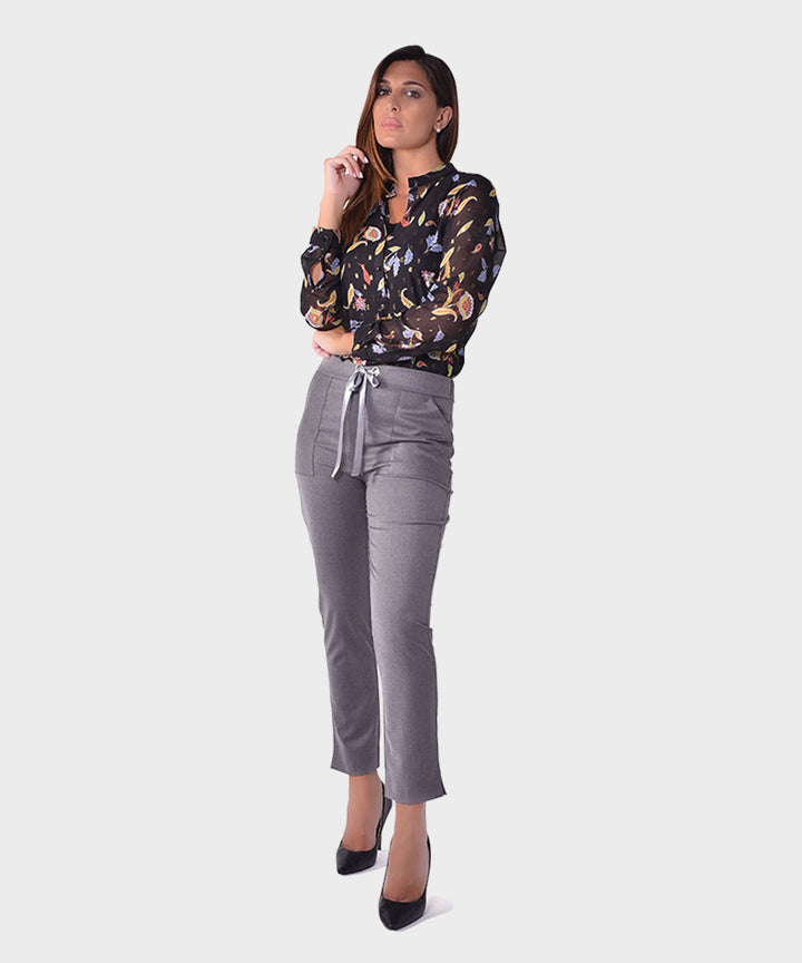 Oltre Tempo Pantalone con occhielli strass e laccio raso Saldi Di Fabbrica