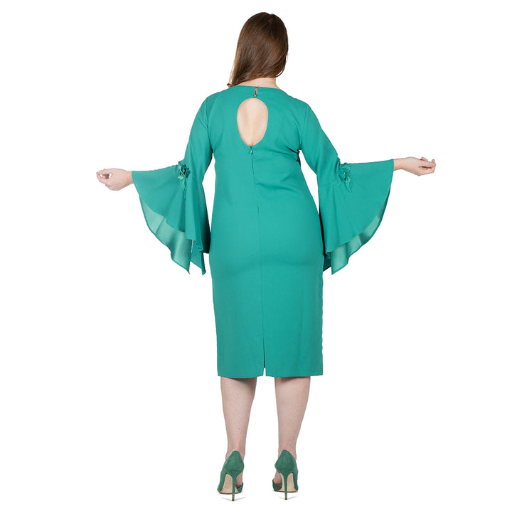 Oltre Tempo Vestito midi in cadì unito ed applicazioni senza maniche Sconto