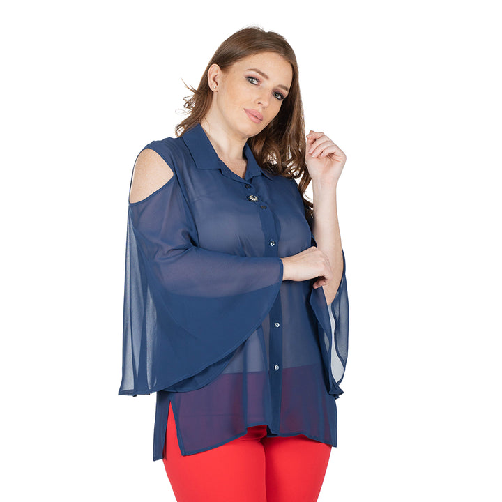 Oltre Tempo Camicia in georgette chiffon con maniche ampie Offerta