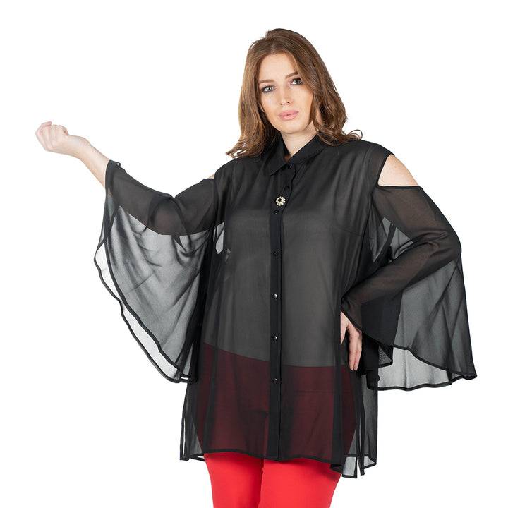 Oltre Tempo Camicia in georgette chiffon con maniche ampie Offerta