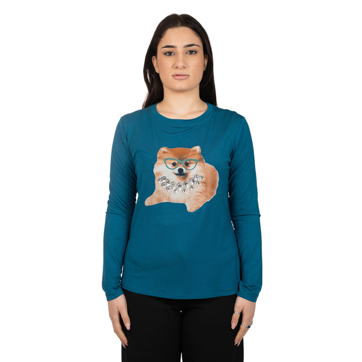 Oltre Tempo Maglia in viscosa con stampa Moda