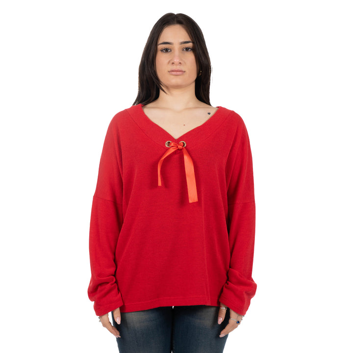 Oltre Tempo Maglia scollo V con occhielli strass In Vendita