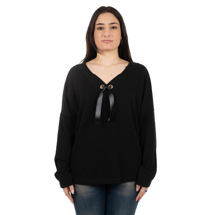 Oltre Tempo Maglia scollo V con occhielli strass In Vendita