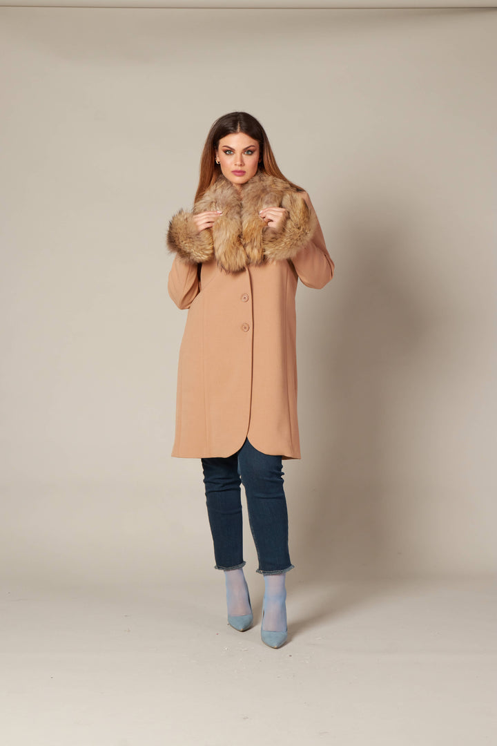 Oltre Tempo Cappotto con collo e polsi in pelliccia Qualità Garantita