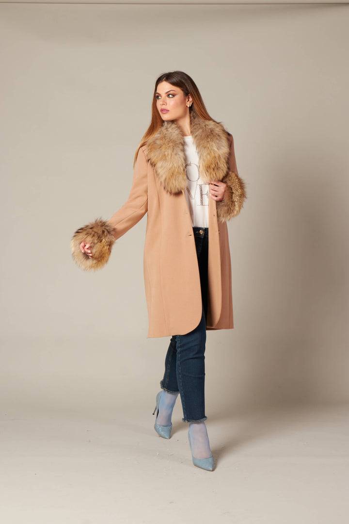 Oltre Tempo Cappotto con collo e polsi in pelliccia Qualità Garantita