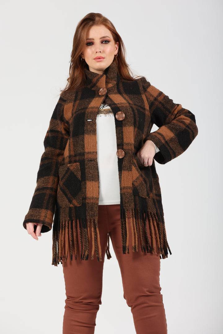 Oltre Tempo Cappotto corto in lana a quadri Online