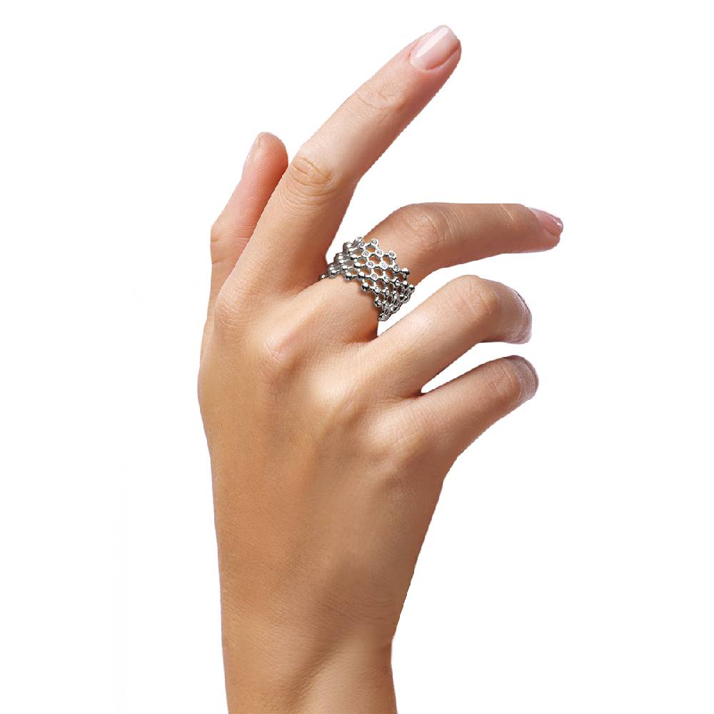 Opsobjects CLAIRE anello color argento fascia con strass I Più Venduti