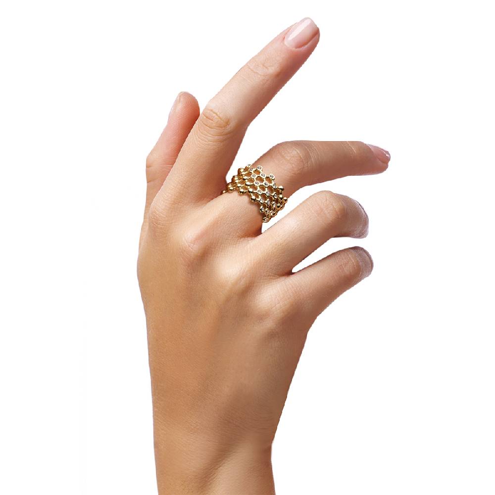Opsobjects CLAIRE anello color oro fascia con strass Convenienza