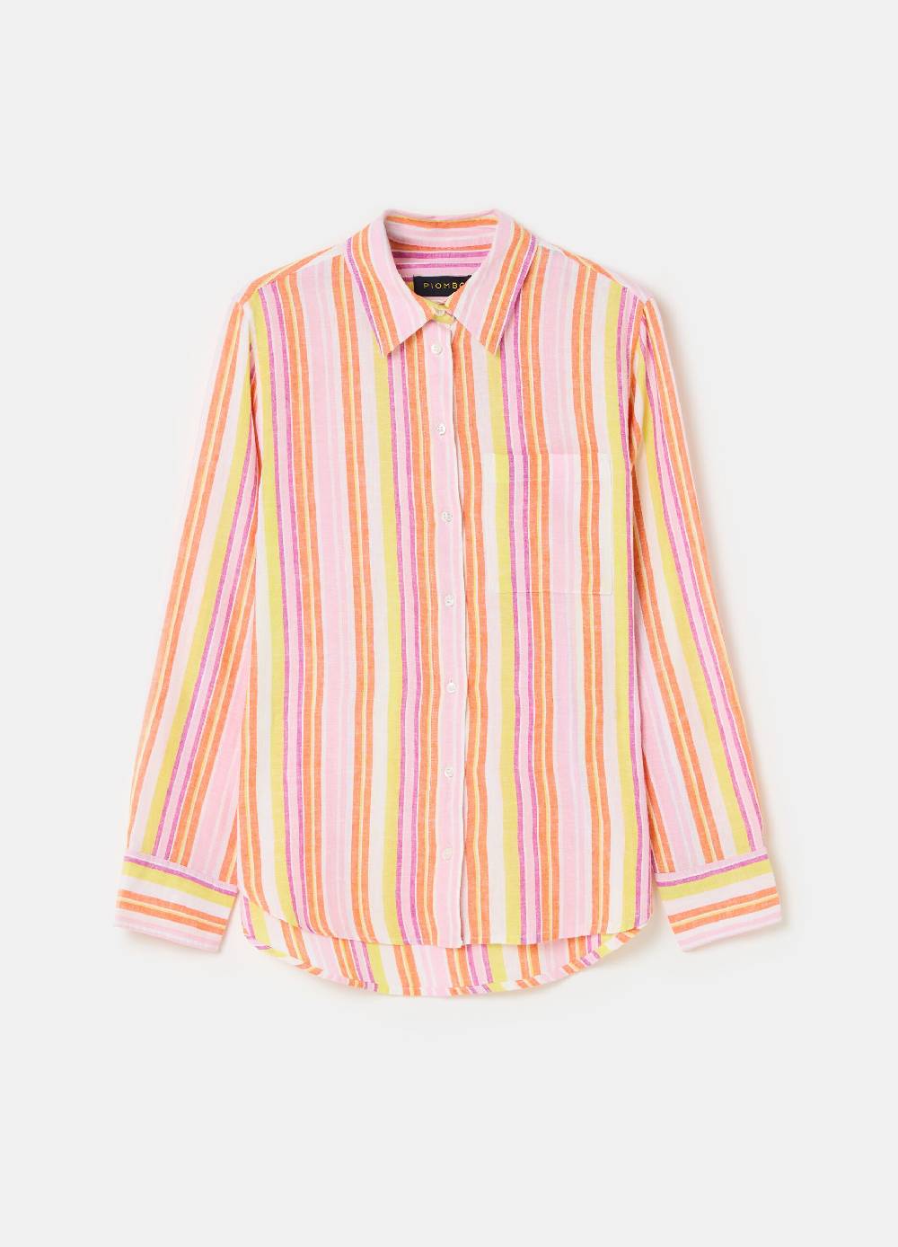 Ovs Camicia in lino e viscosa a righe multicolor Nuova