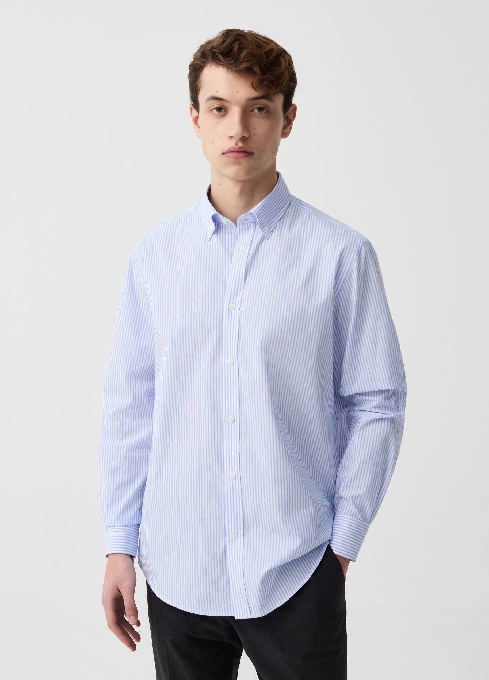 Ovs Camicia regular fit easy iron a righe In Vendita