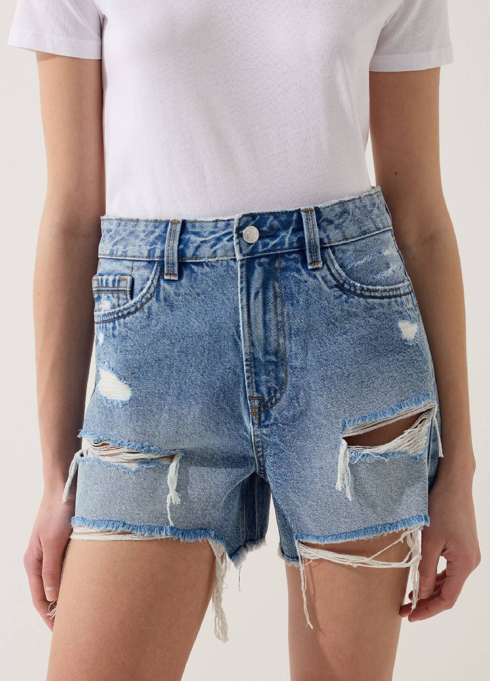 Ovs Shorts in denim con strappi a vita alta Nuovo