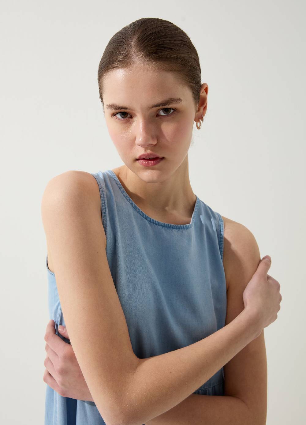 Ovs Vestito lungo effetto denim a balze Sconto