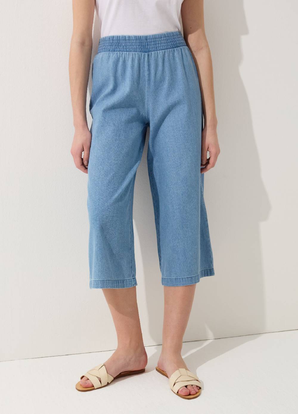 Ovs Pantalone wide leg cropped effetto denim Economico
