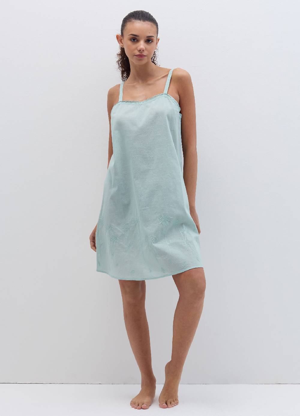 Ovs Camicia da notte in cotone con ricamo 2025