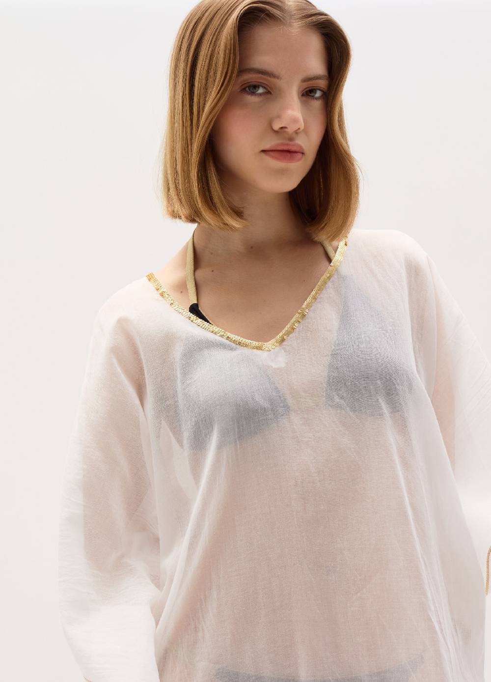 Ovs Poncho copri costume con profili in lurex Spedizione Gratuita