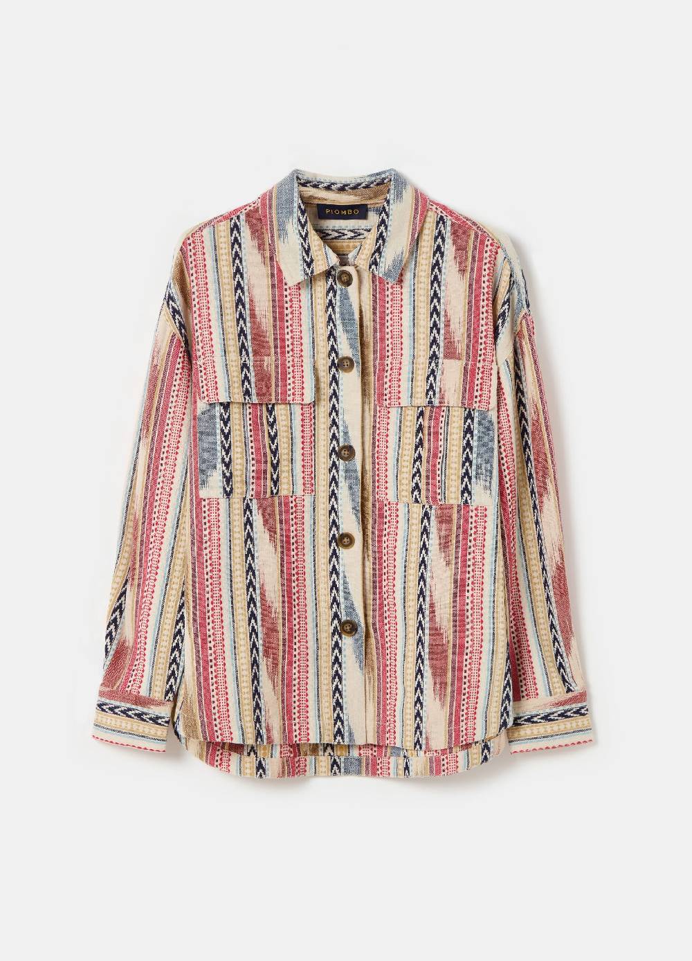 Ovs Shacket a righe multicolor con disegni etnici Nuovo