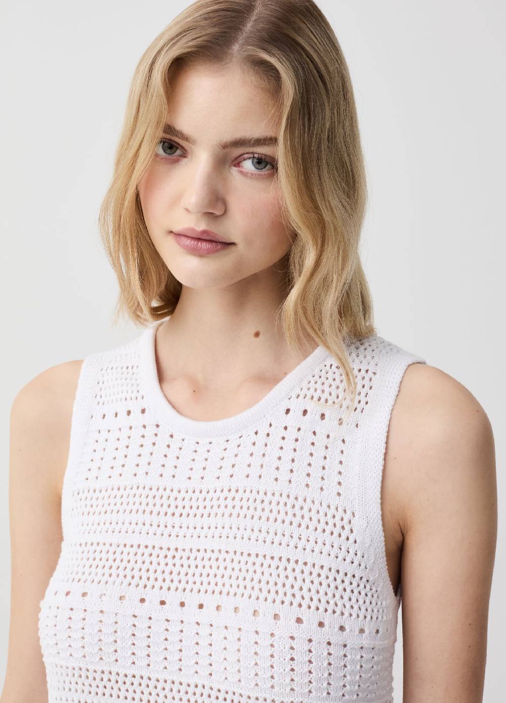 Ovs Abito corto in cotone crochet Promozione
