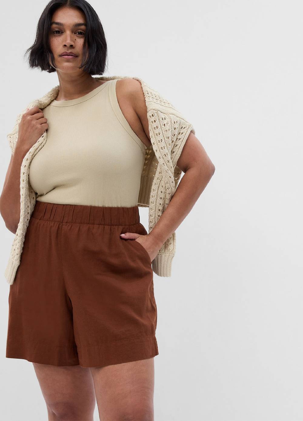 Ovs Shorts pull on in lino e viscosa Consegna Veloce