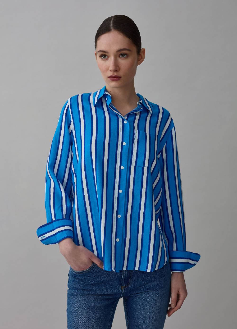 Ovs Camicia in lino e viscosa a righe Vendite Flash