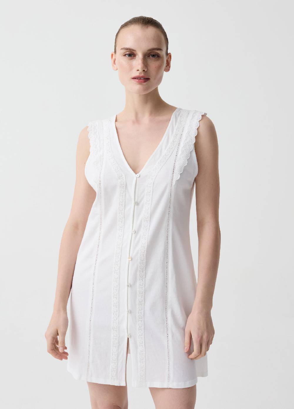 Ovs Camicia da notte con pizzo e bottoni Nuova