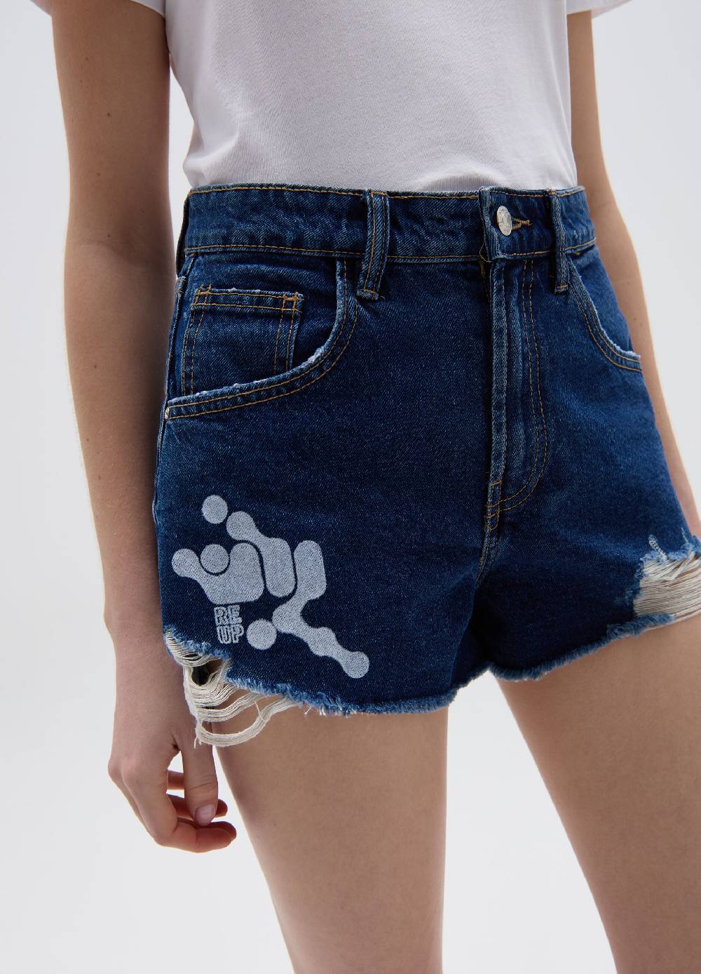Ovs Shorts in denim con strappi RE-UP Promozione Limitata