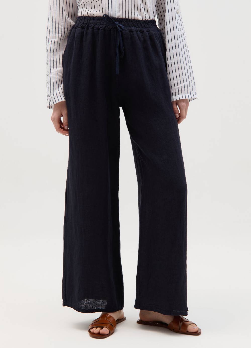 Ovs Joggers wide leg in lino con coulisse Shopping Online
