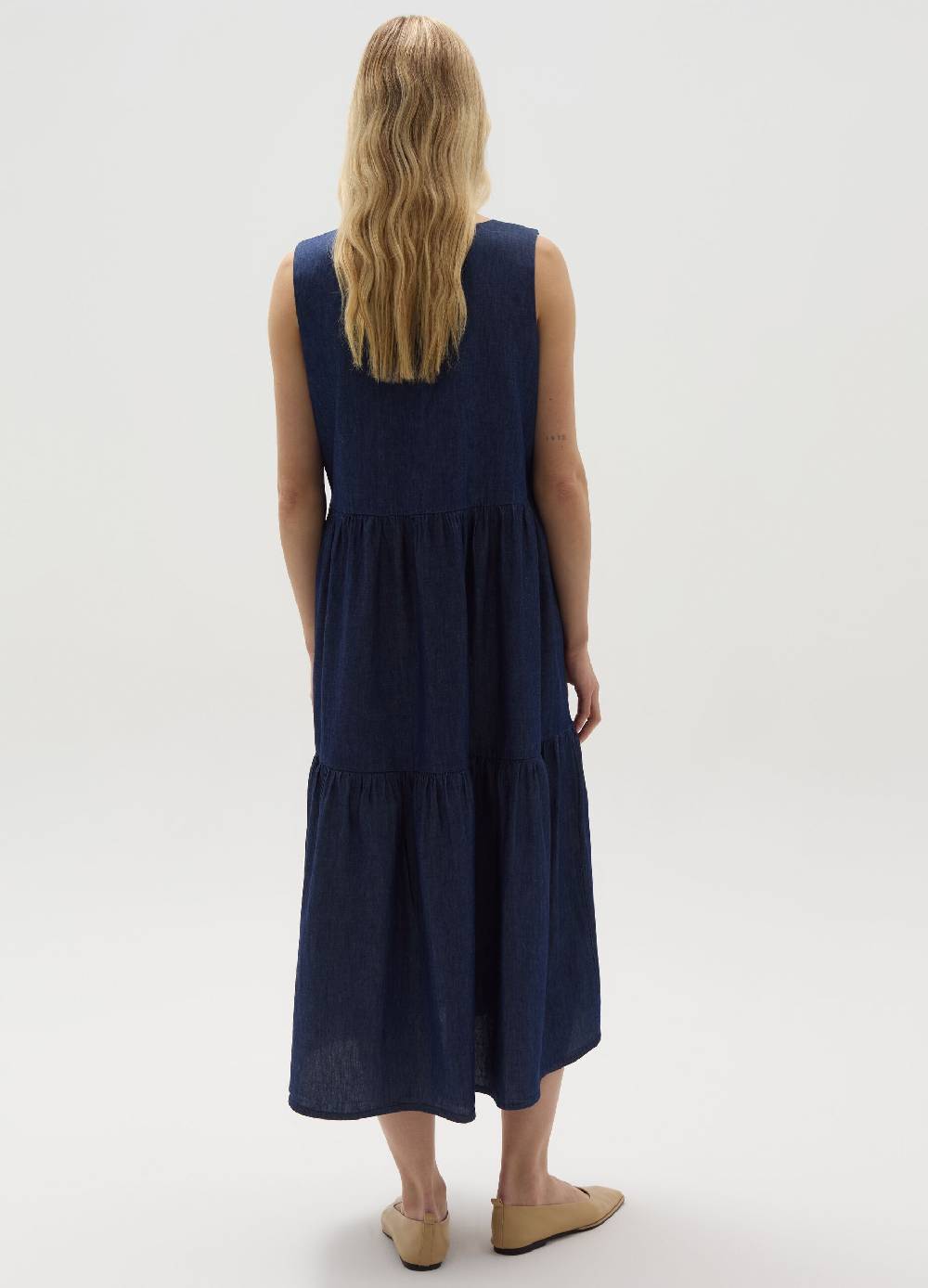 Ovs Vestito lungo in denim a balze Pezzi Unici