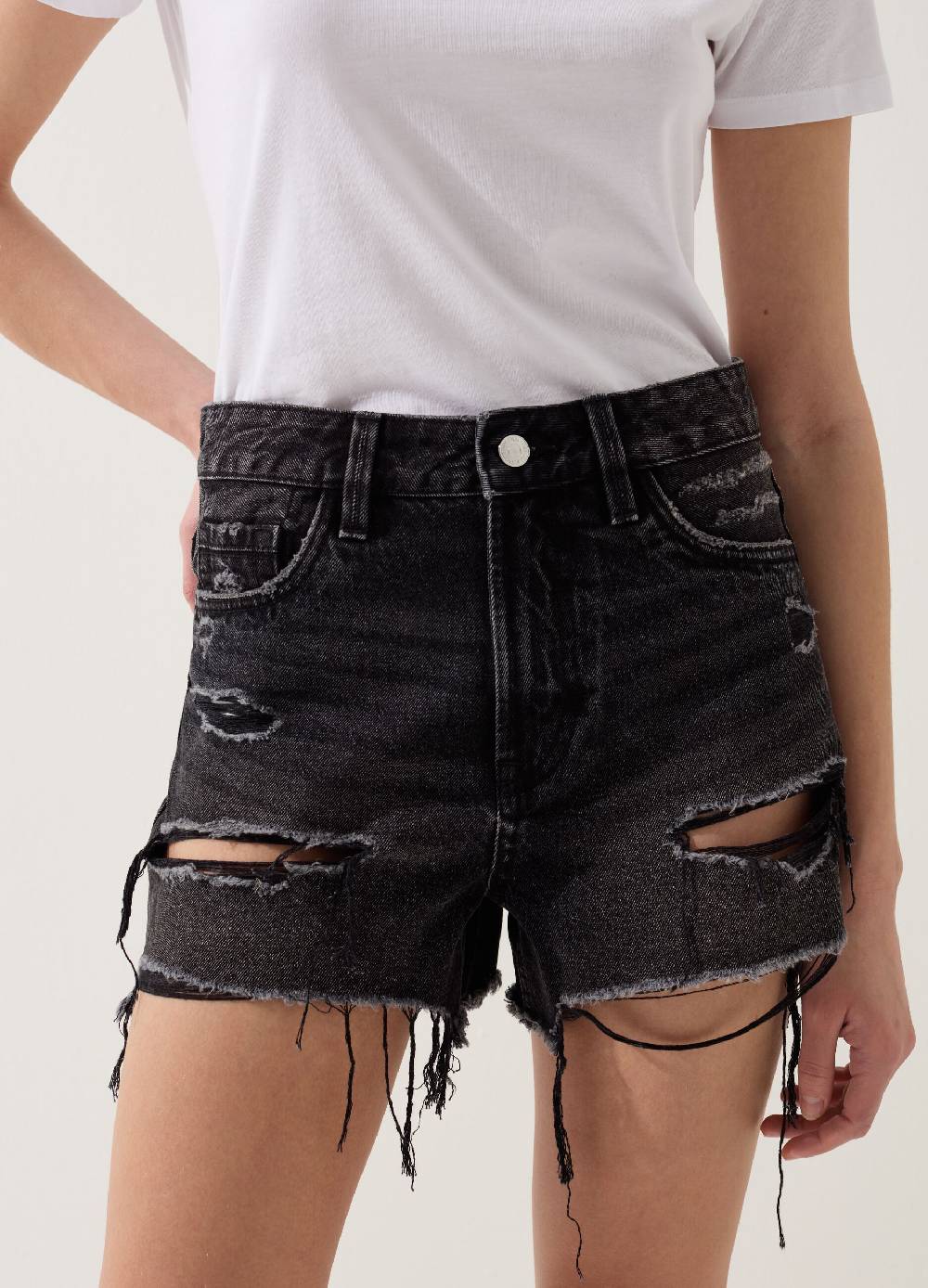 Ovs Shorts in denim con strappi a vita alta Spedizione Gratuita