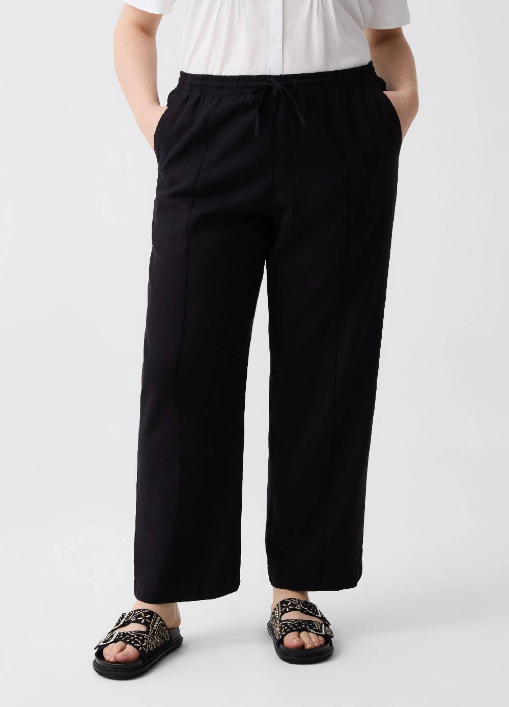 Ovs Pantaloni wide leg in lino e viscosa Curvy Acquista Ora