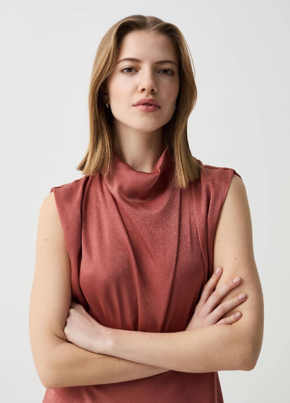 Ovs Abito smanicato in satin con drappeggio In Saldo