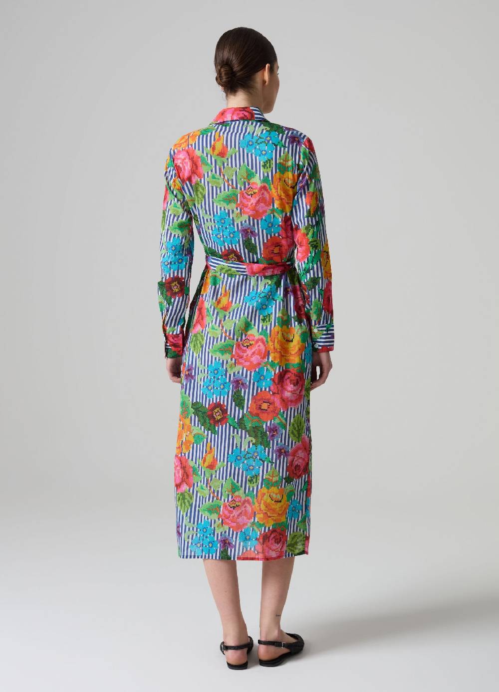 Ovs Vestito chemisier a righe con disegno a fiori Ritorno libero