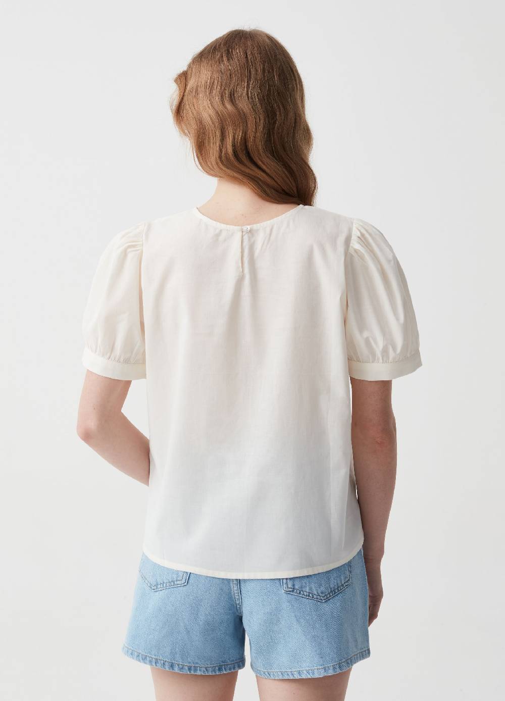 Ovs Blusa in cotone con inserto in sangallo Pezzi Unici