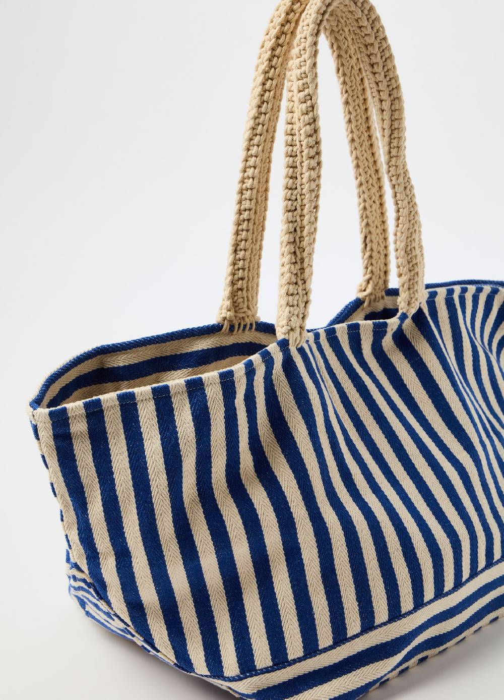 Ovs Maxi shopping bag in cotone a righe Consegna Veloce