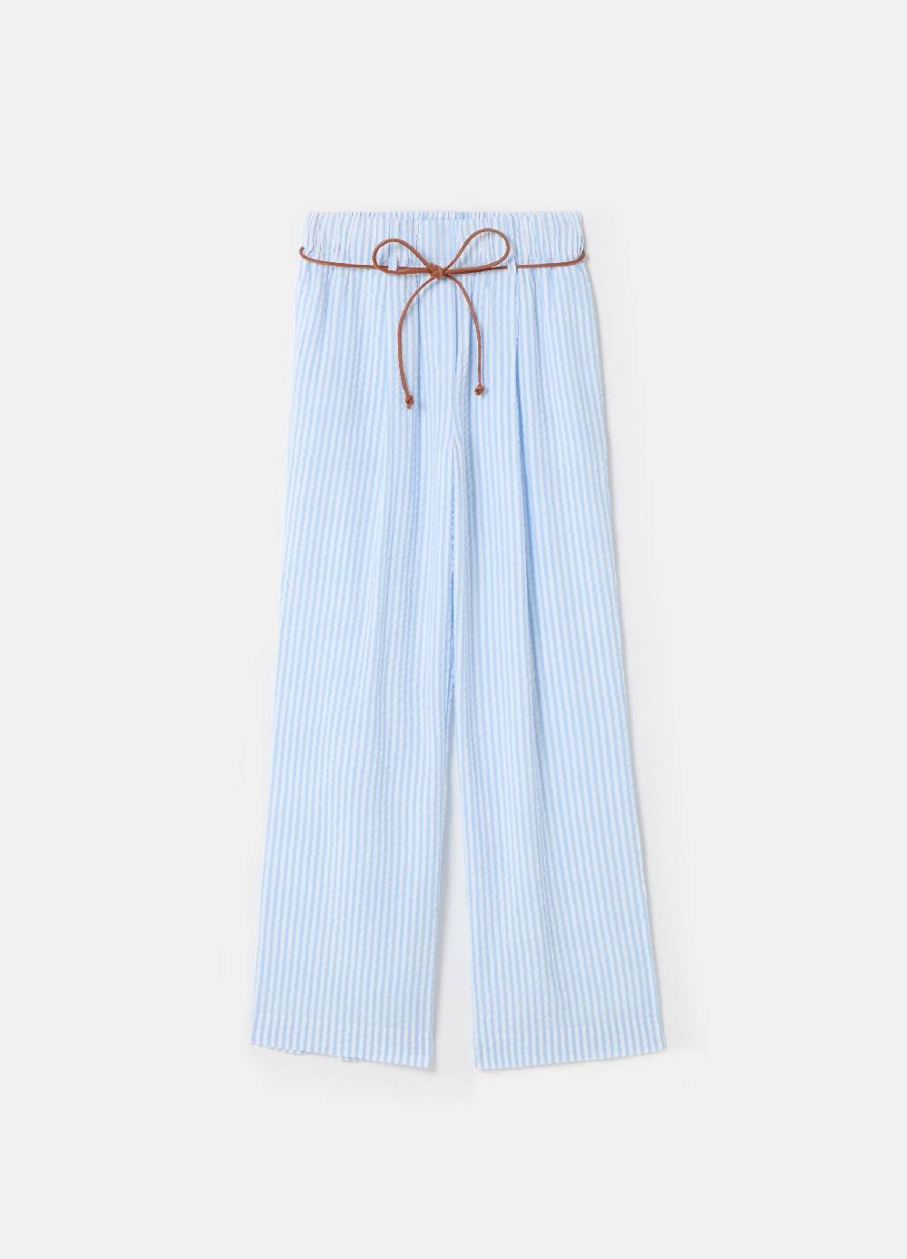 Ovs Pantaloni in seersucker a righe con cintura Saldi Di Fabbrica