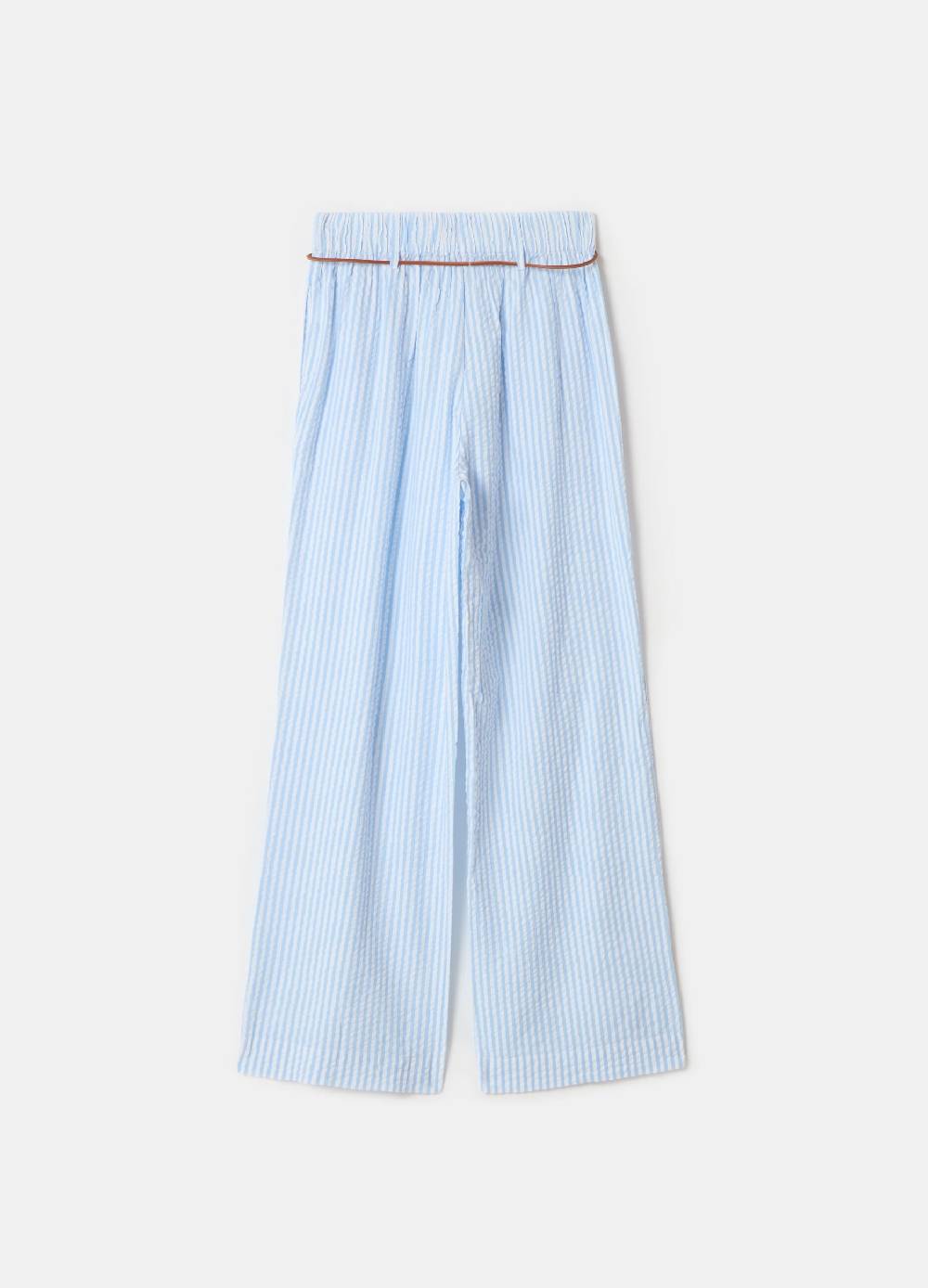 Ovs Pantaloni in seersucker a righe con cintura Saldi Di Fabbrica