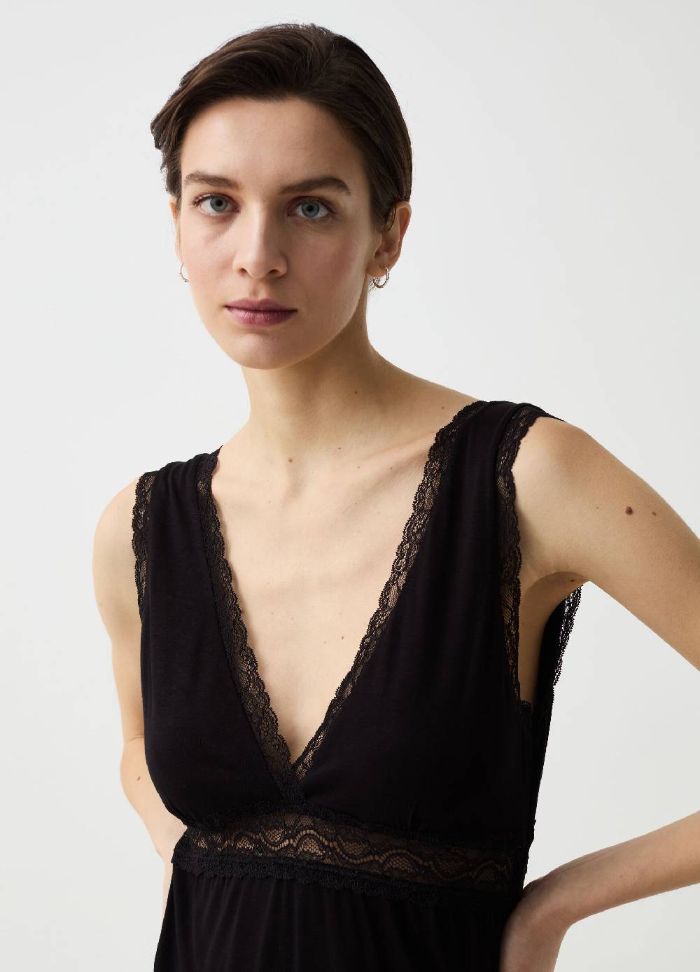 Ovs Camicia da notte in viscosa con pizzo Shopping Online