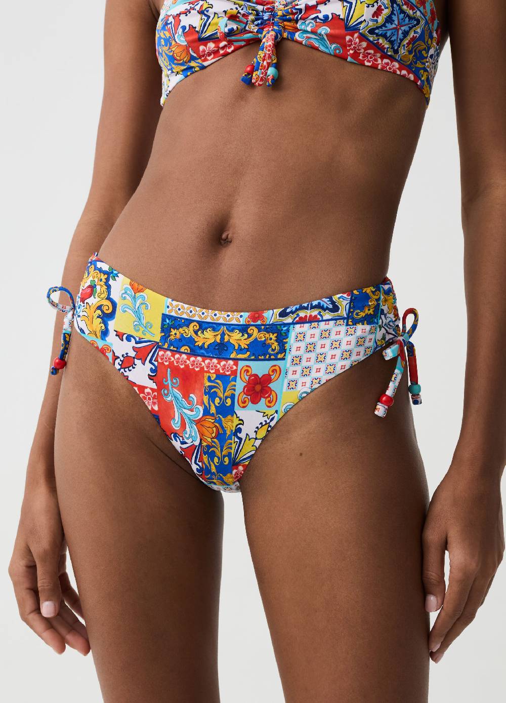 Ovs Slip bikini con coulisse stampa maioliche 2025