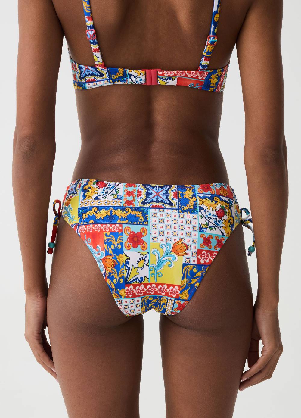 Ovs Slip bikini con coulisse stampa maioliche 2025