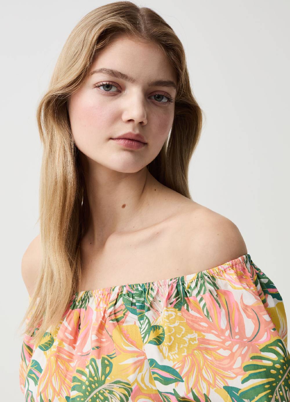 Ovs Crop top in cotone con spalle scoperte Offerte stagionali