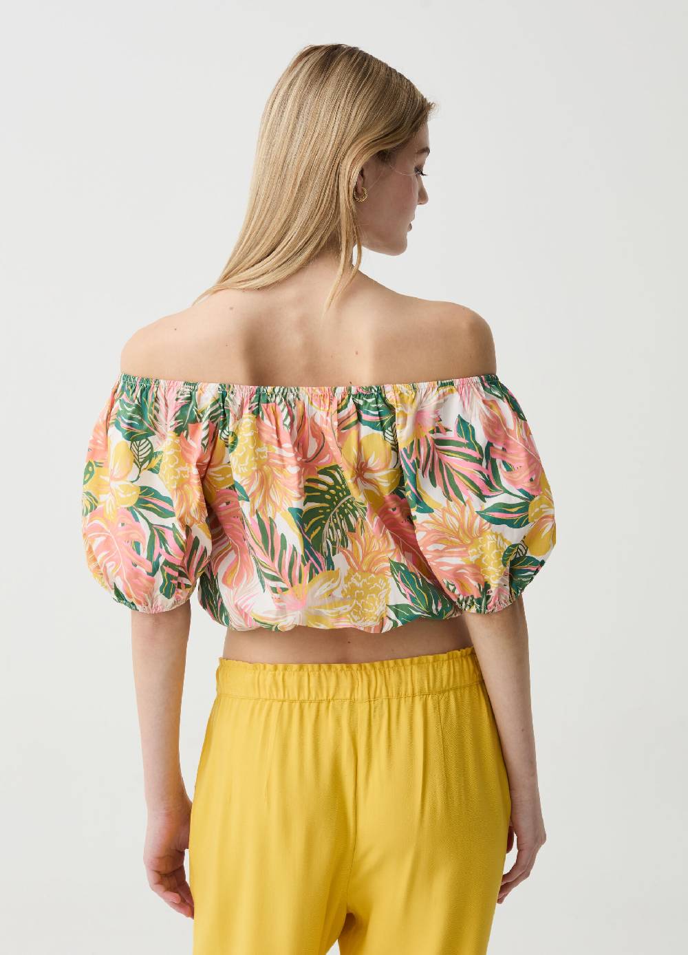 Ovs Crop top in cotone con spalle scoperte Offerte stagionali