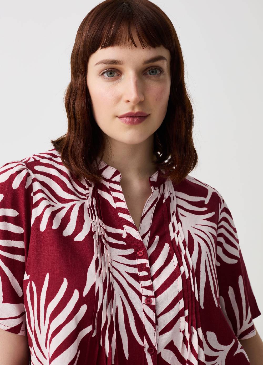 Ovs Blusa in lino e viscosa con bottoni Curvy Presa