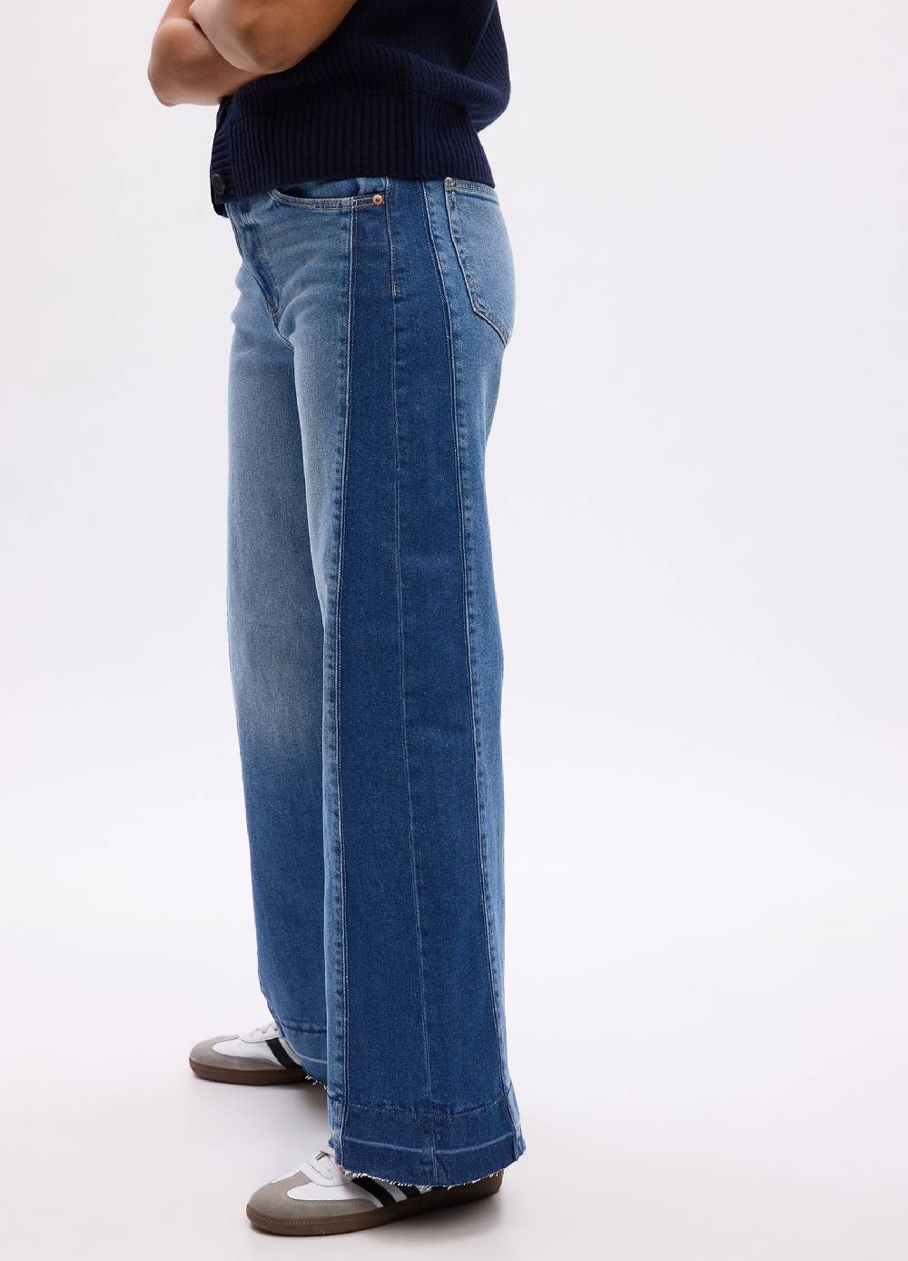 Ovs Jeans wide leg bicolore a vita alta Saldi Di Fabbrica