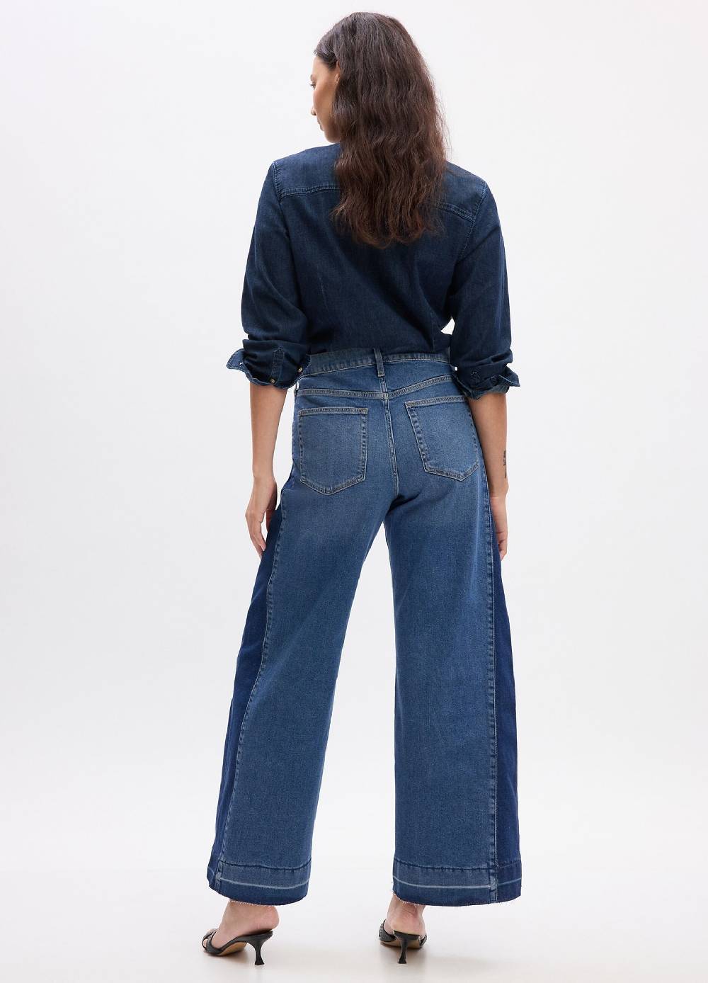 Ovs Jeans wide leg bicolore a vita alta Saldi Di Fabbrica