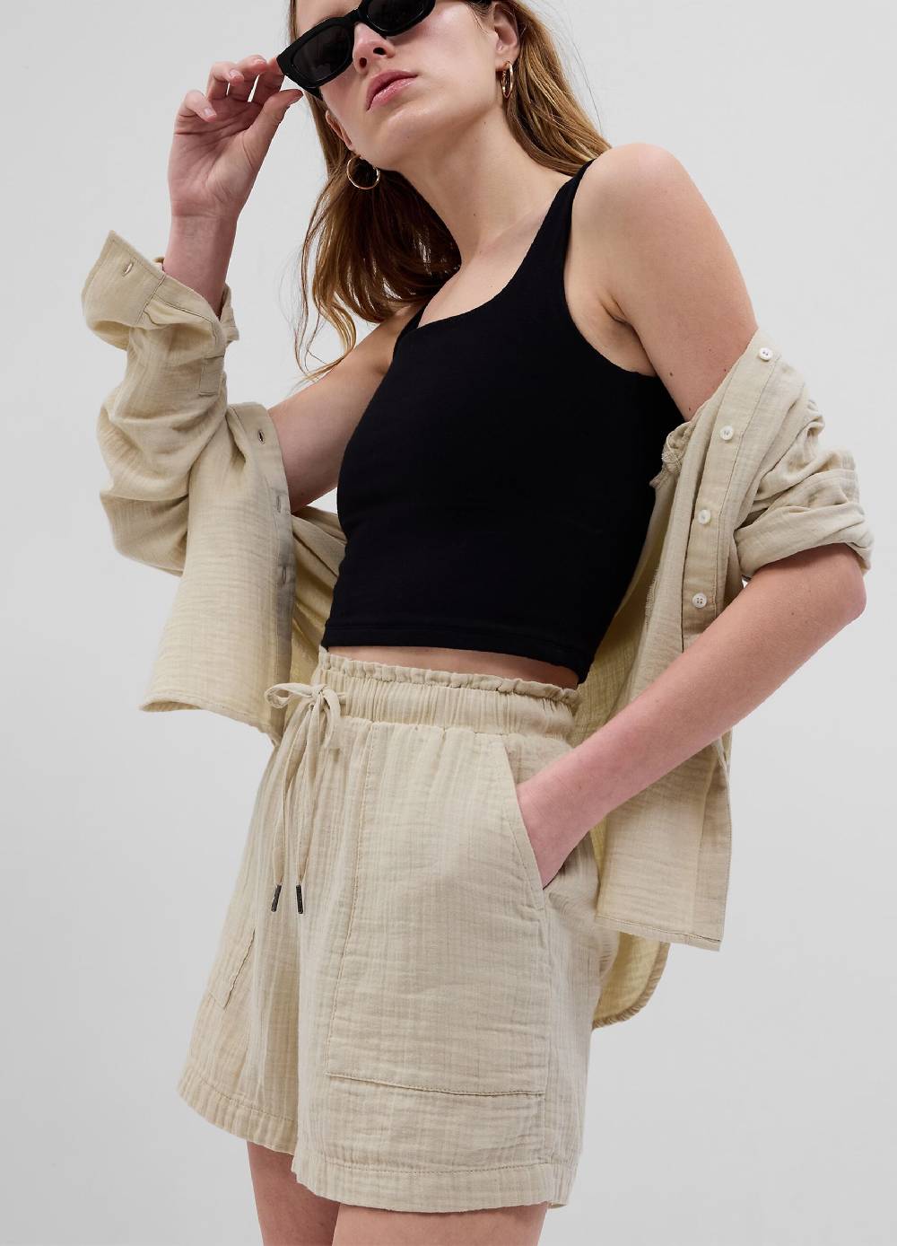 Ovs Shorts in garza di cotone effetto crinkle Pezzi Unici