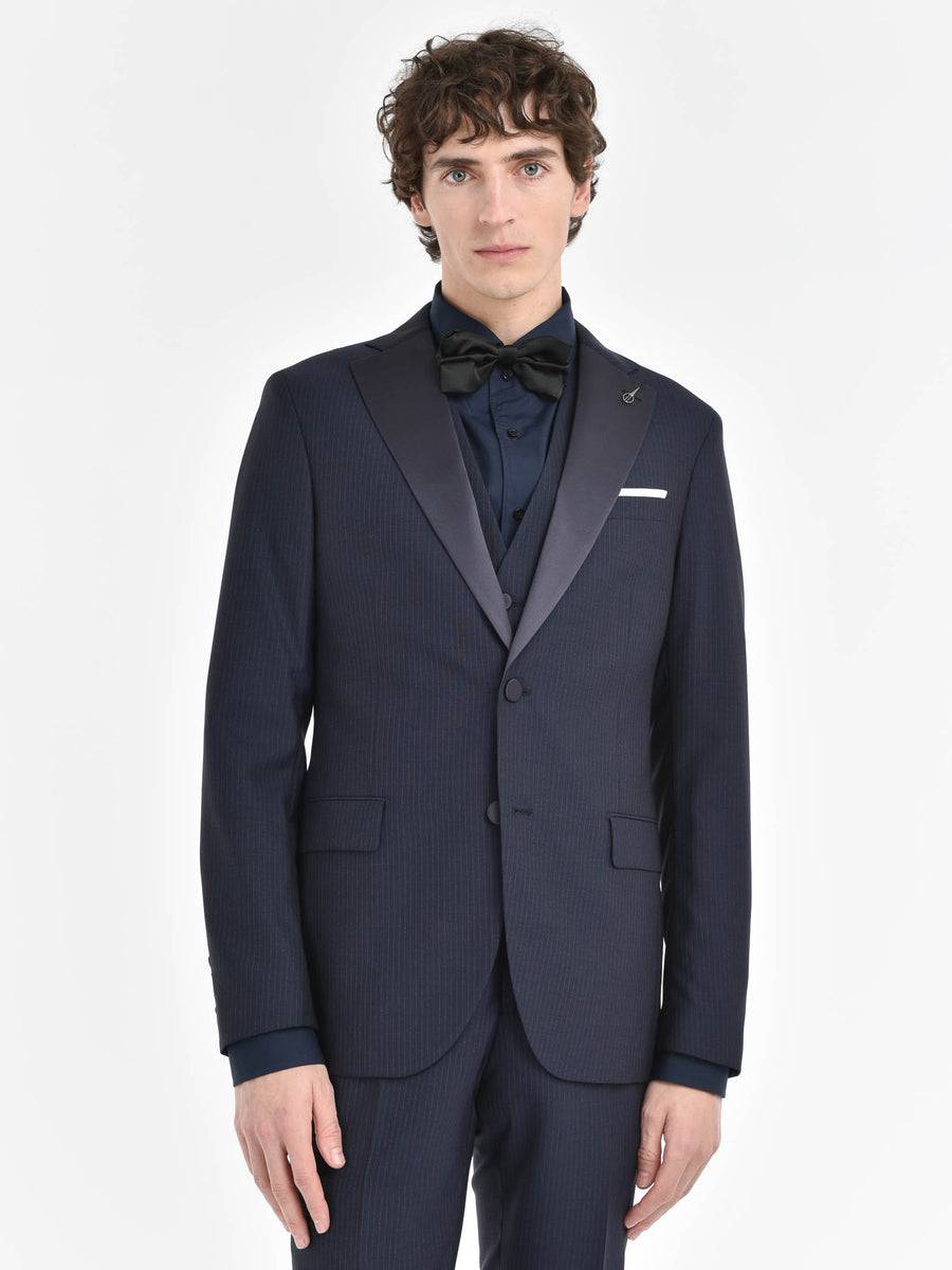 Paoloni Abito con gilet gessato ton sur ton in lana Online